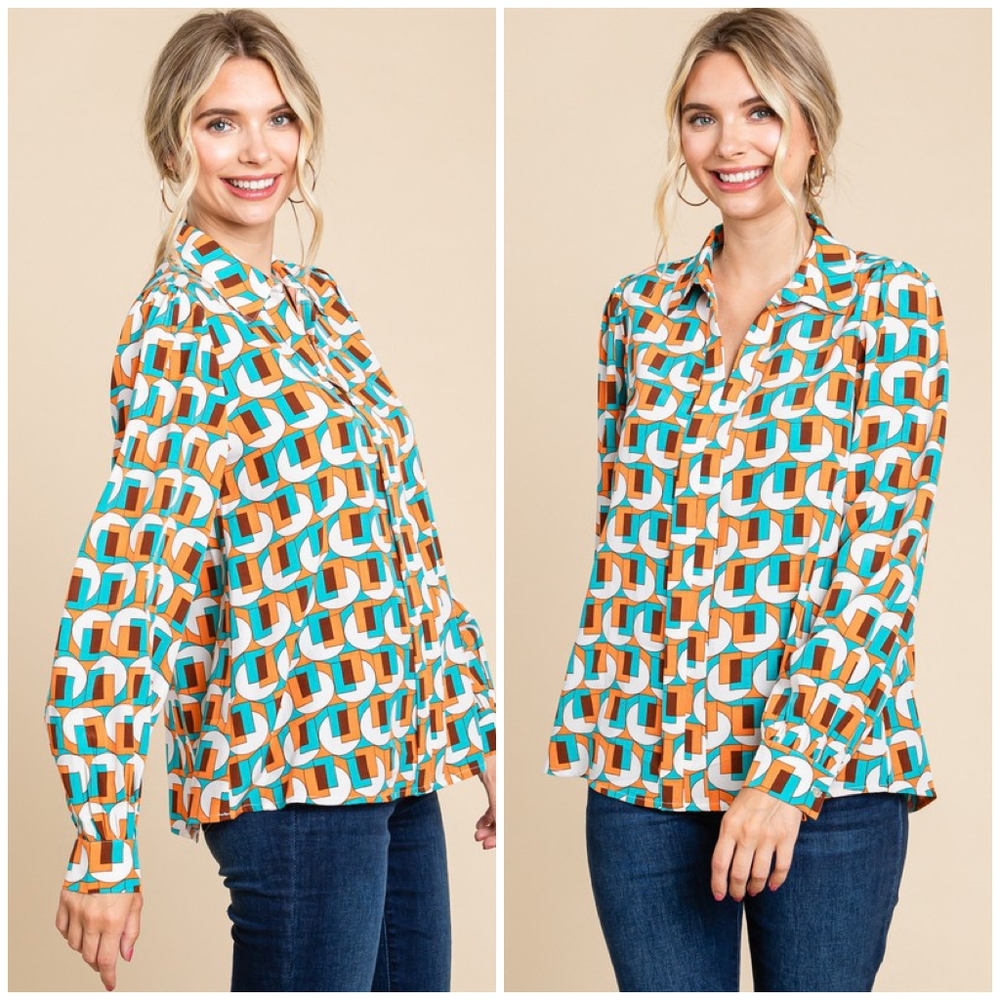JODIFL Retro Chic Relaxed Fit Long Sleeves Blouse - Picture 6 of 7